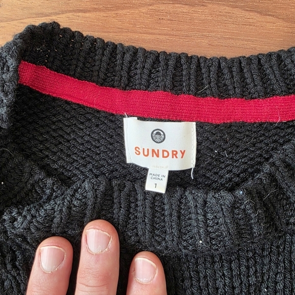 Sundry Anthropologie Black and White Striped Knit Sweater - Picture 2 of 2